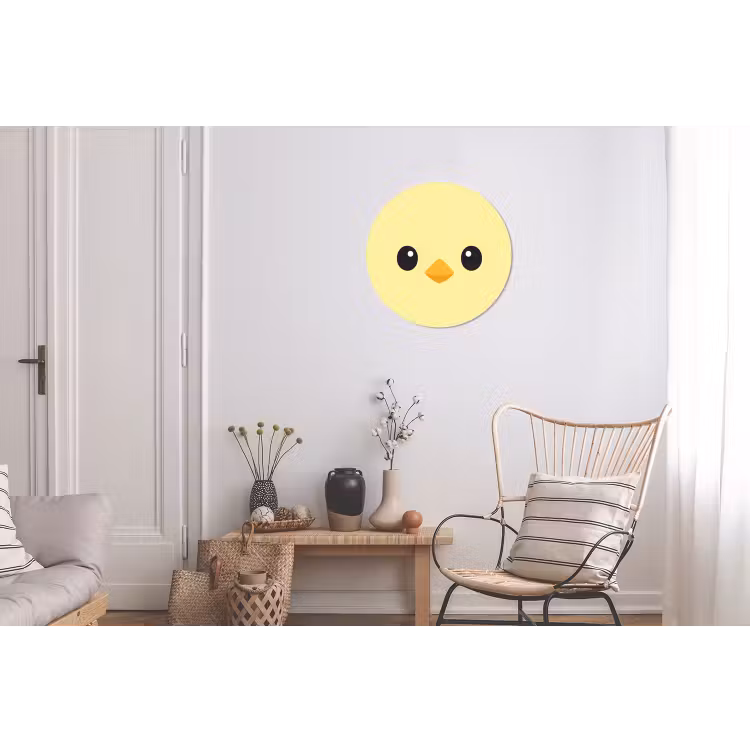 Kuiken - Vrolijk - Geel - Minimalistisch Wandcirkel aluminium klein -woonkamer