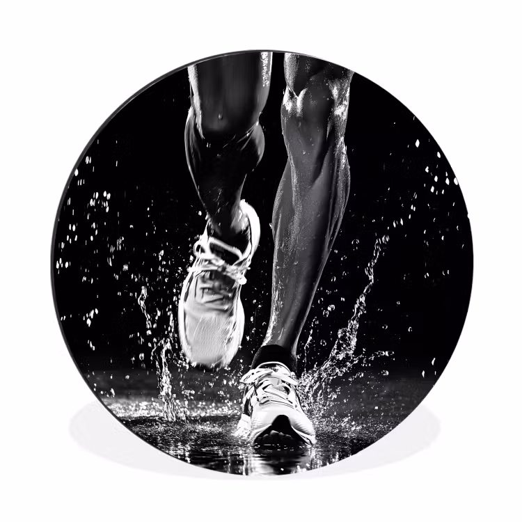 Hardloopschoenen - Rennen - Druppels - Zwart Wandcirkel aluminium klein -3d