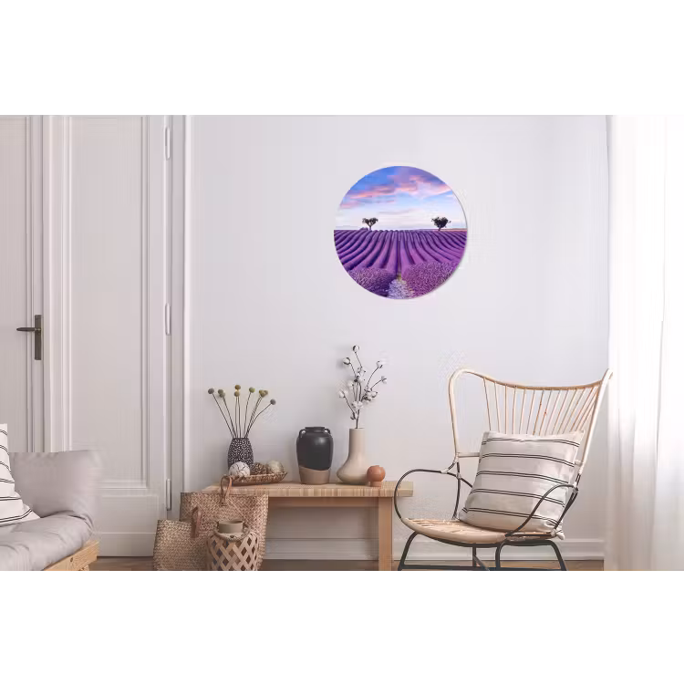 Lavendel - Natuur - Paars - Bomen Wandcirkel aluminium klein -woonkamer