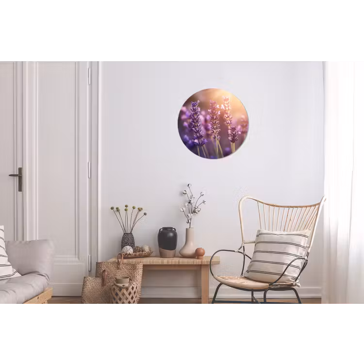 Lavendelbloemen - Paars - Zonlicht Wandcirkel aluminium klein -woonkamer