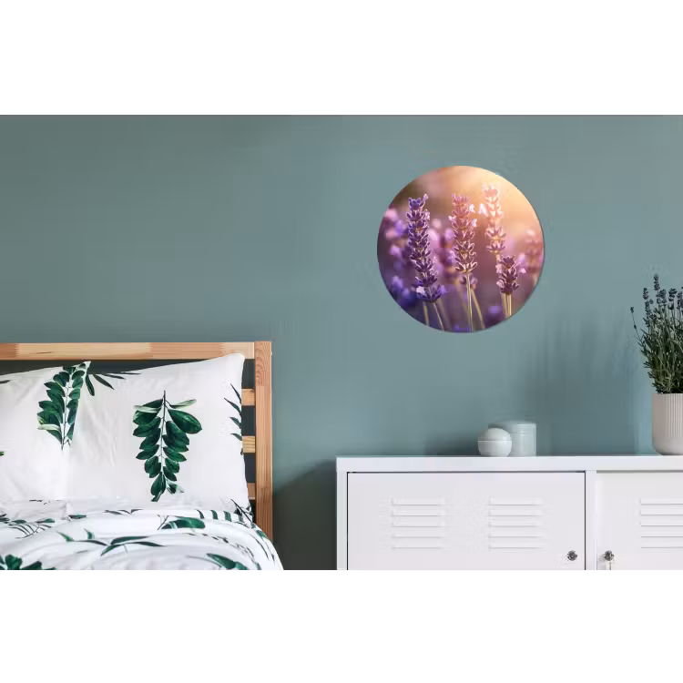 Lavendelbloemen - Paars - Zonlicht Wandcirkel aluminium klein -slaapkamer