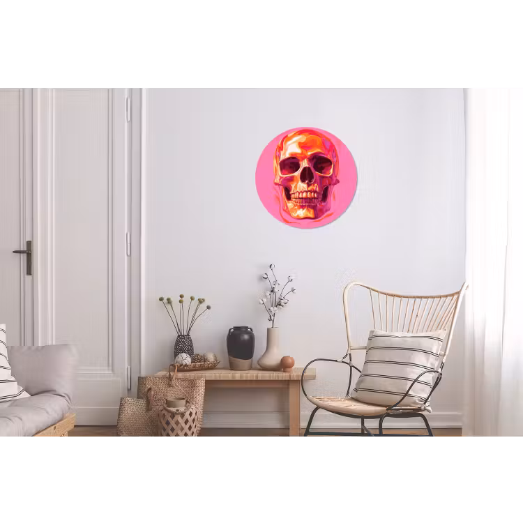 Felroze - Tanden - Schedel Wandcirkel aluminium klein -woonkamer