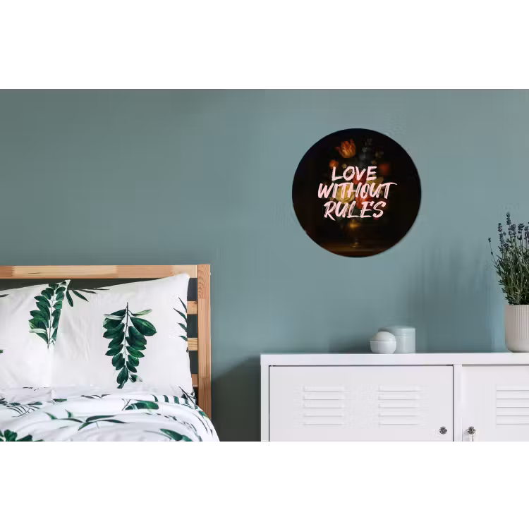 Liefde - Modern - Bloemen Wandcirkel aluminium klein -slaapkamer