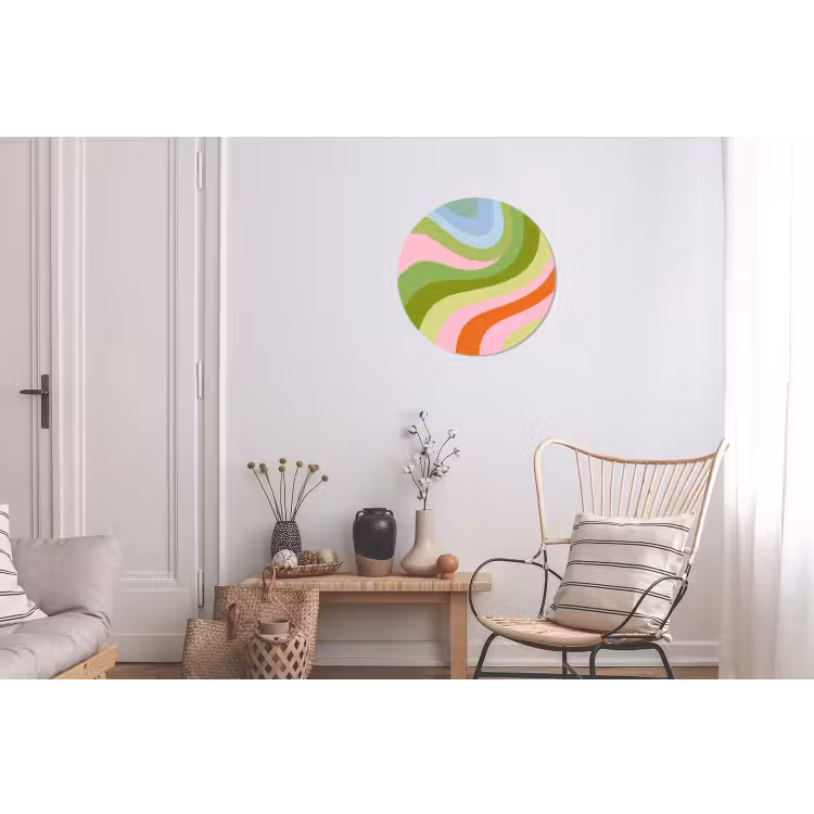 Lijnen - Pasteltinten - Golvend Wandcirkel aluminium klein -woonkamer