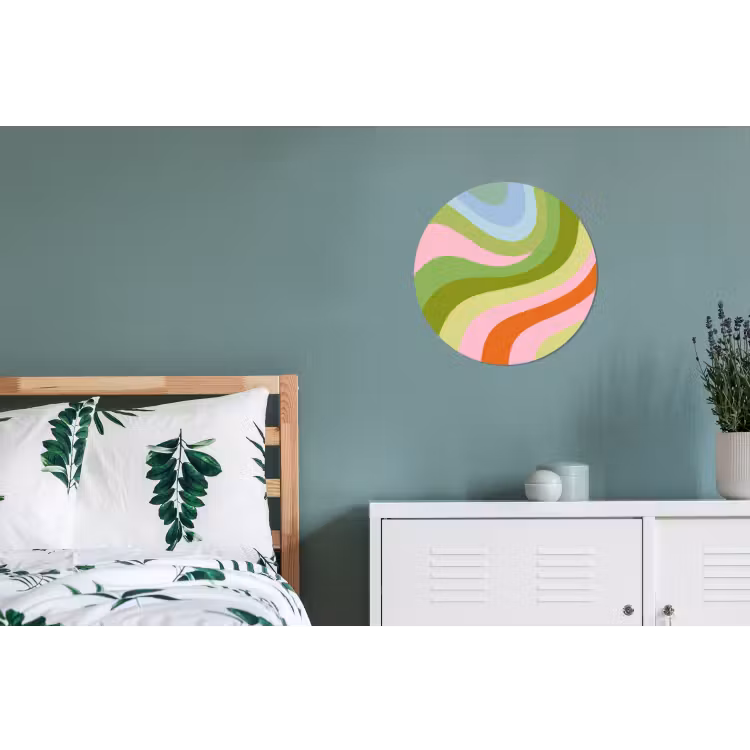 Lijnen - Pasteltinten - Golvend Wandcirkel aluminium klein -slaapkamer