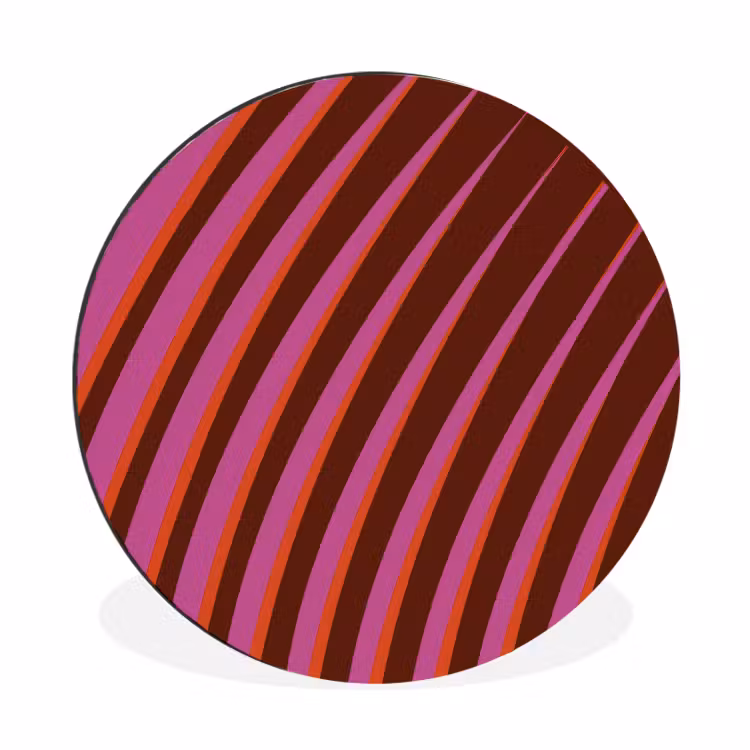 Lijnen - Rood - Beweging Wandcirkel aluminium klein -3d