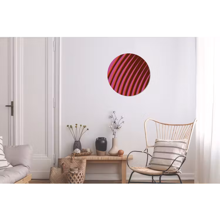 Lijnen - Rood - Beweging Wandcirkel aluminium klein -woonkamer
