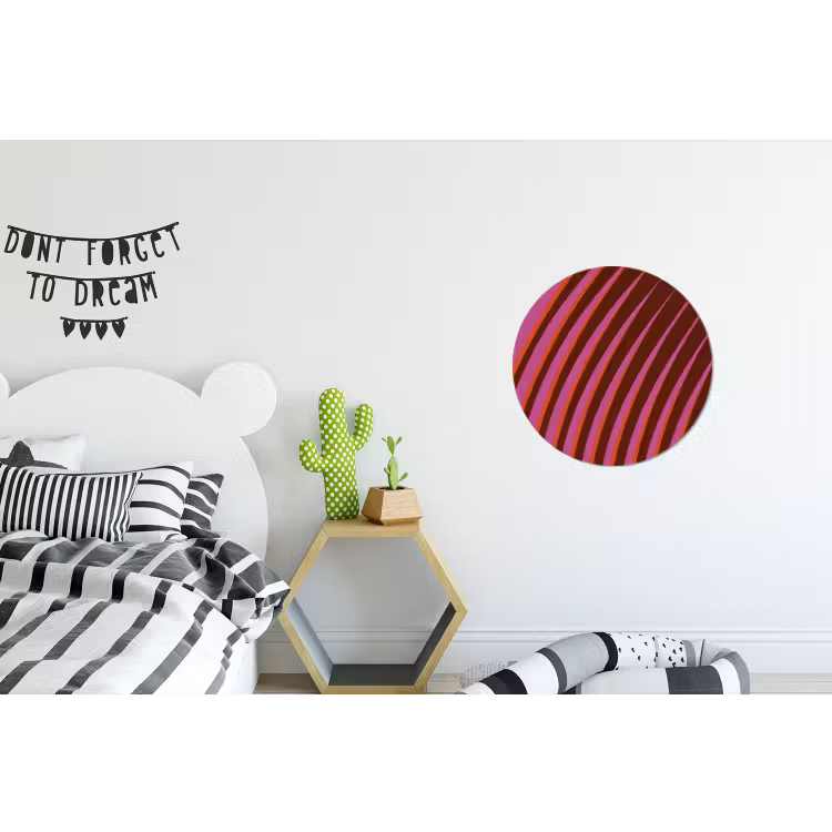 Lijnen - Rood - Beweging Wandcirkel aluminium klein -kinderkamer