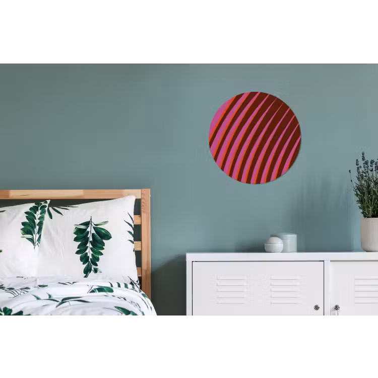 Lijnen - Rood - Beweging Wandcirkel aluminium klein -slaapkamer