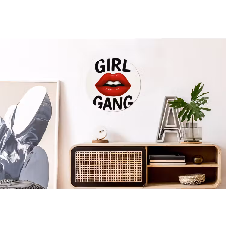 Lip - Girl - Rood - Letters Wandcirkel aluminium klein -kantoor