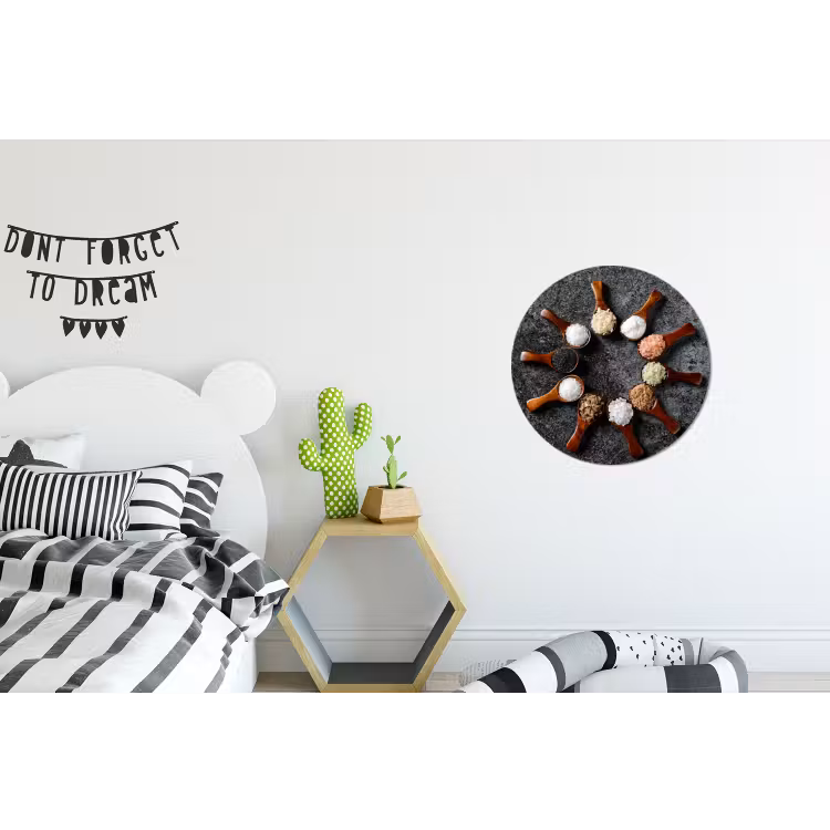 Lepel - Kruiden - Specerijen - Keuken - Industrieel Wandcirkel aluminium klein -kinderkamer