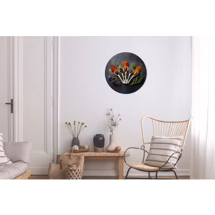 Lepels - Wit - Poeder - Kruiden Wandcirkel aluminium klein -woonkamer