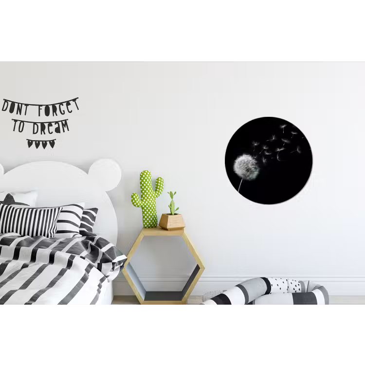 Paardenbloem - Zwart - Natuur Wandcirkel aluminium klein -kinderkamer