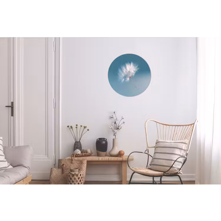 Paardenbloempluisje - Blauw - Lucht Wandcirkel aluminium klein -woonkamer