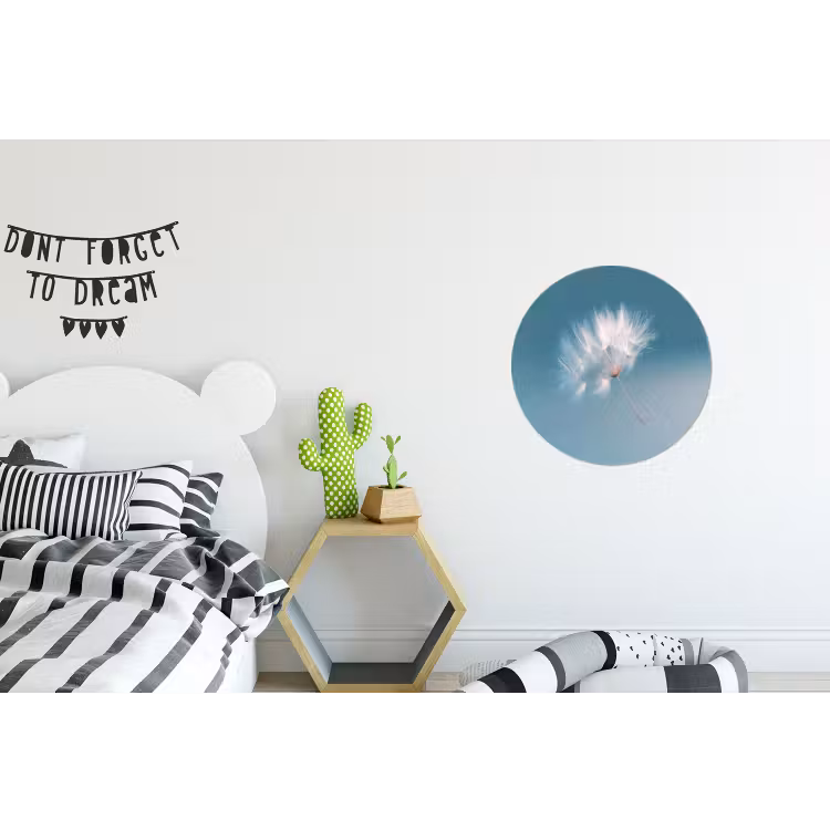 Paardenbloempluisje - Blauw - Lucht Wandcirkel aluminium klein -kinderkamer