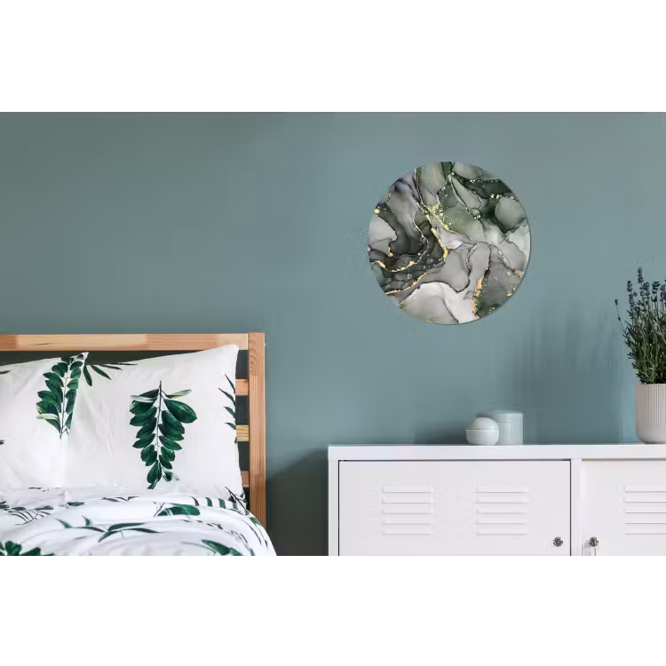 Luxe - Marmer - Groen Wandcirkel aluminium klein -slaapkamer