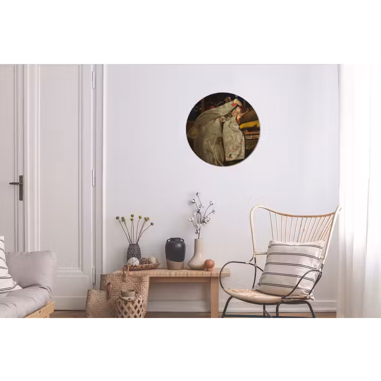 Meisje in witte kimono - Schilderij van George Hendrik Breitner Wandcirkel aluminium klein -woonkamer