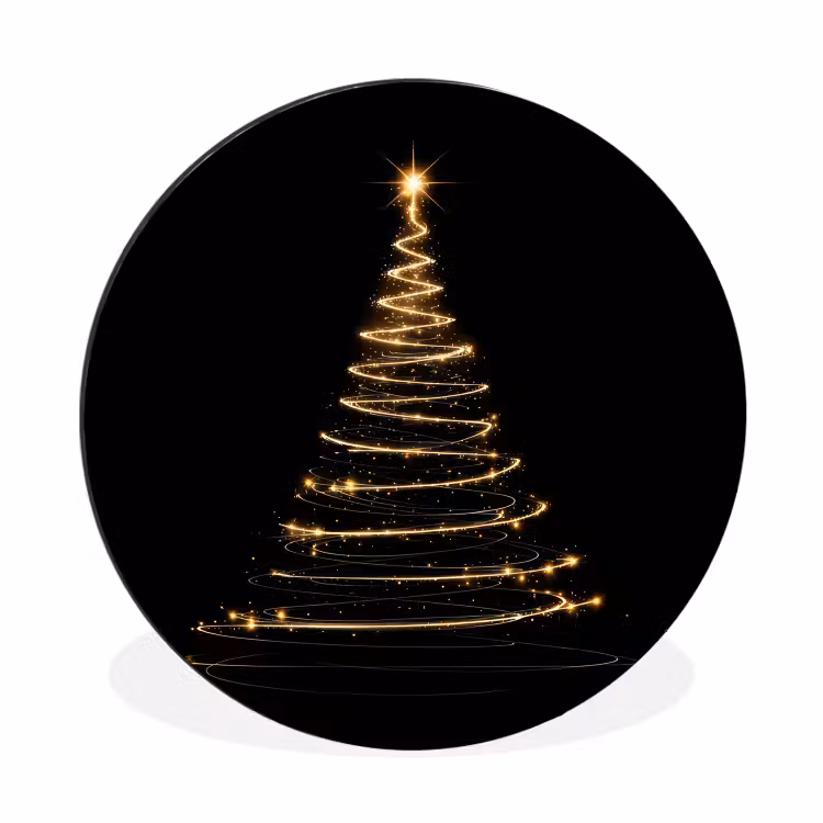 Magisch - Kerstboom - Lichtspiralen - Zwart Wandcirkel aluminium klein -3d