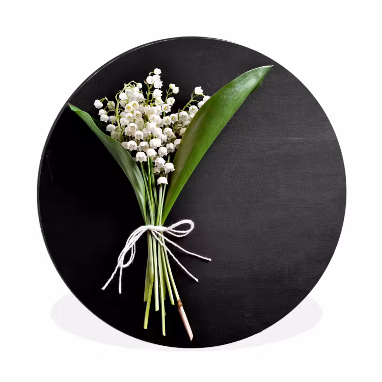 Lelietjes van dalen - Bloemen - Stilleven - Flora Wandcirkel aluminium klein -3d