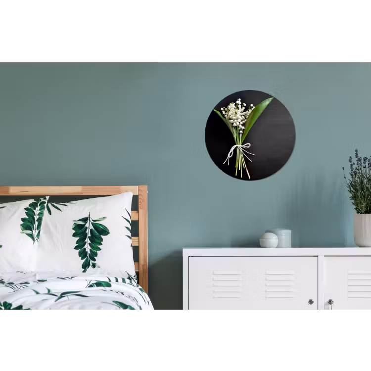 Lelietjes van dalen - Bloemen - Stilleven - Flora Wandcirkel aluminium klein -slaapkamer