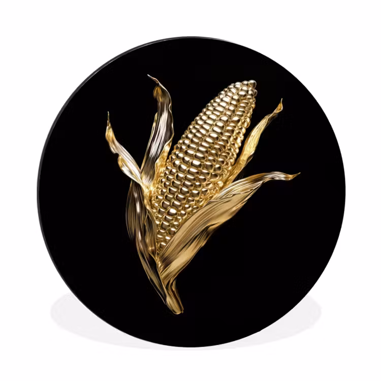 Mais - Eten - Goud - Zwart Wandcirkel aluminium klein -3d
