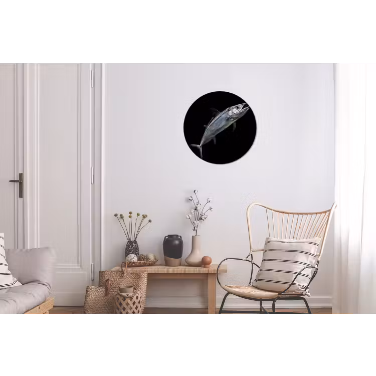 Makreel - Vis - Zwart Wandcirkel aluminium klein -woonkamer