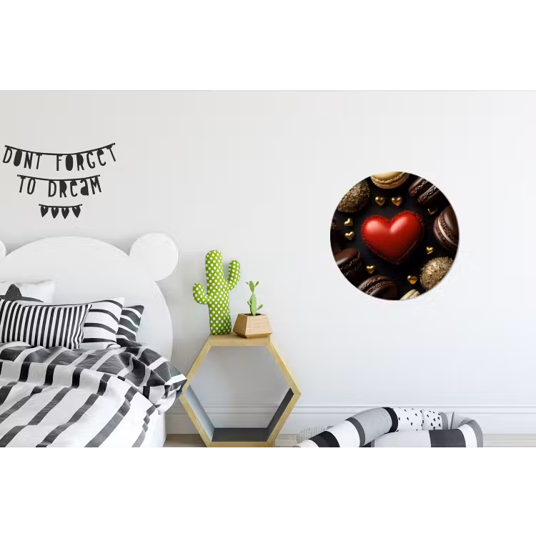 Macarons - Rood - Hart Wandcirkel aluminium klein -kinderkamer