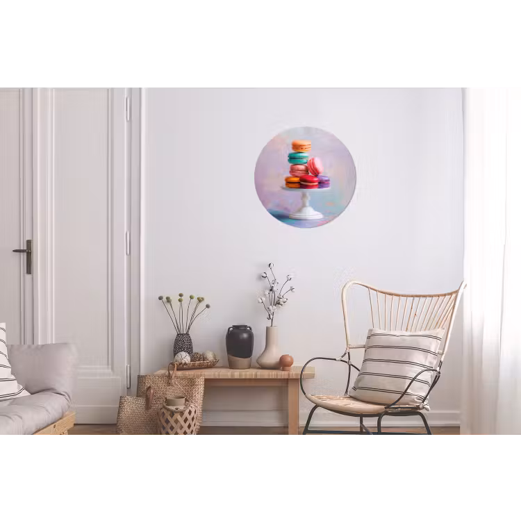 Macarons - Schaal - Pastel - Kleurrijk Wandcirkel aluminium klein -woonkamer