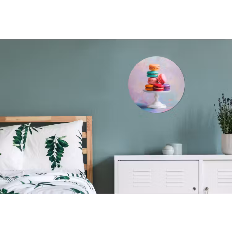 Macarons - Schaal - Pastel - Kleurrijk Wandcirkel aluminium klein -slaapkamer
