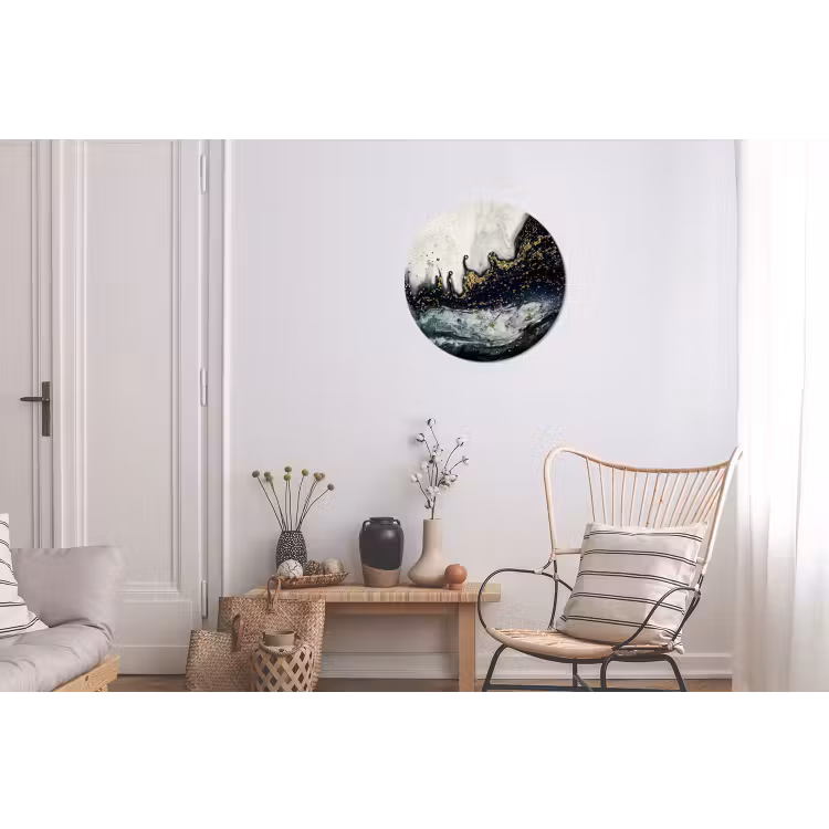 Marmer - Abstract - Goud - Luxe Wandcirkel aluminium klein -woonkamer