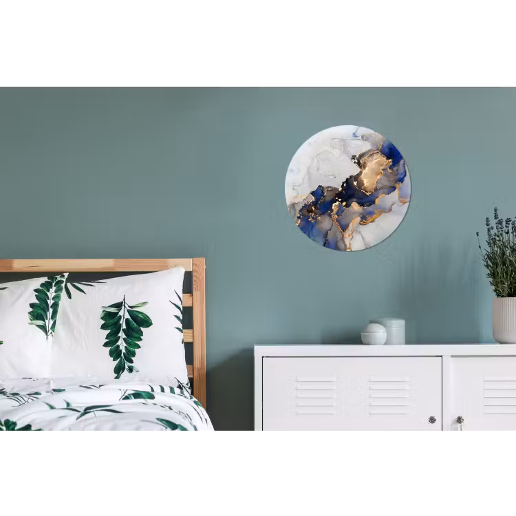 Marmer - Blauw - Goud Wandcirkel aluminium klein -slaapkamer