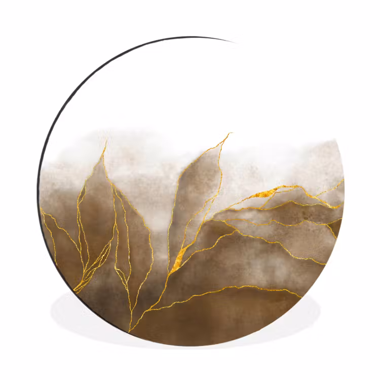 Marmer - Goud - Bruin - Textuur - Marmerlook Wandcirkel aluminium klein -3d