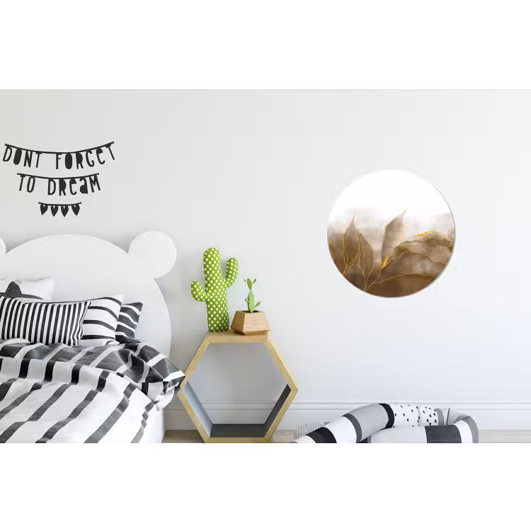 Marmer - Goud - Bruin - Textuur - Marmerlook Wandcirkel aluminium klein -kinderkamer