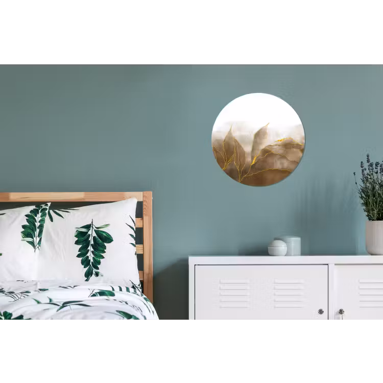 Marmer - Goud - Bruin - Textuur - Marmerlook Wandcirkel aluminium klein -slaapkamer