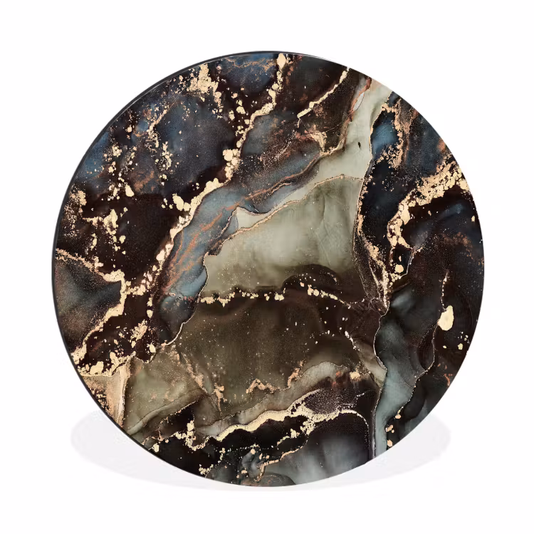 Marmer - Goud - Groen Wandcirkel aluminium klein -3d