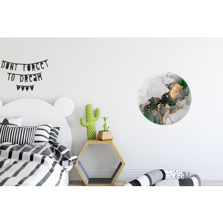 Marmer - Goud - Groen - Luxe Wandcirkel aluminium klein -kinderkamer