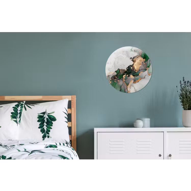 Marmer - Goud - Groen - Luxe Wandcirkel aluminium klein -slaapkamer