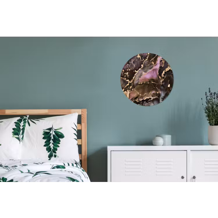 Marmer - Gold - Steen - Abstract Wandcirkel aluminium klein -slaapkamer