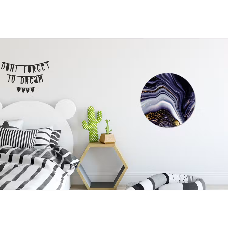 Marmer - Paars - Luxe - Marmerlook - Glitter Wandcirkel aluminium klein -kinderkamer