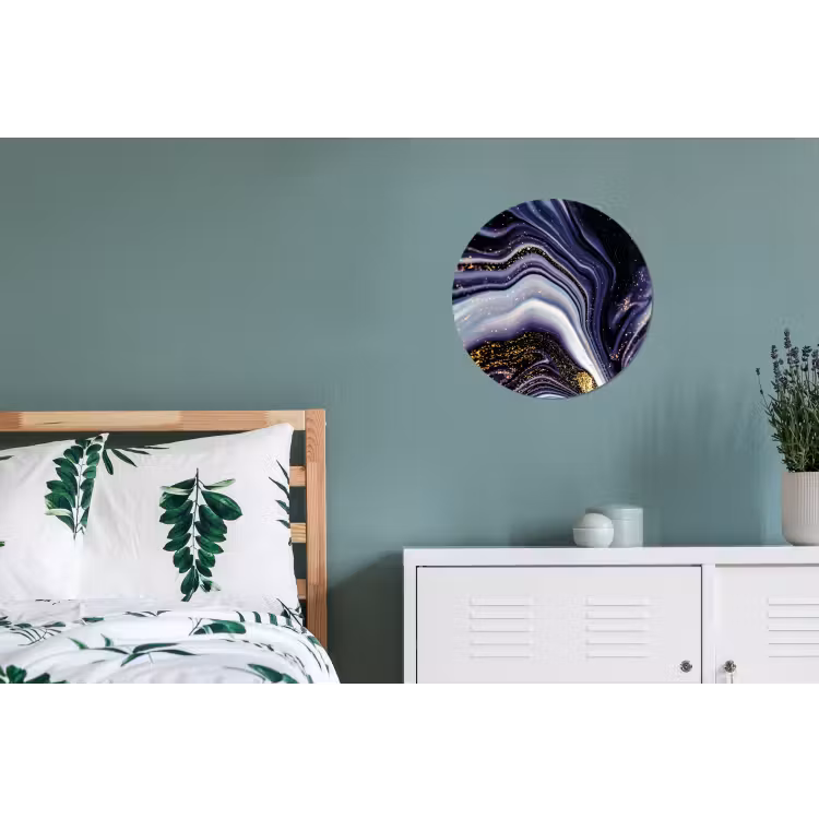Marmer - Paars - Luxe - Marmerlook - Glitter Wandcirkel aluminium klein -slaapkamer