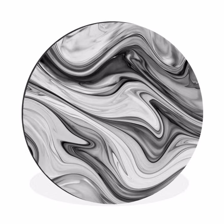 Marmer - Patronen - Grijs - Marmerlook - Zwart Wandcirkel aluminium klein -3d