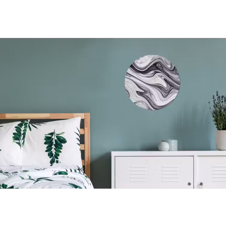 Marmer - Patronen - Grijs - Marmerlook - Zwart Wandcirkel aluminium klein -slaapkamer