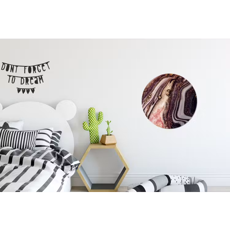 Marmer - Roze - Goud - Glitter - Marmerlook Wandcirkel aluminium klein -kinderkamer