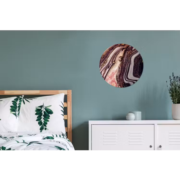 Marmer - Roze - Goud - Glitter - Marmerlook Wandcirkel aluminium klein -slaapkamer