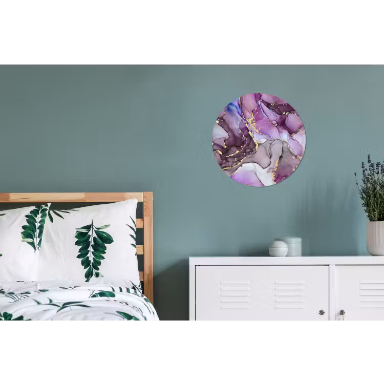 Marmer - Roze - Paars - Gold Wandcirkel aluminium klein -slaapkamer