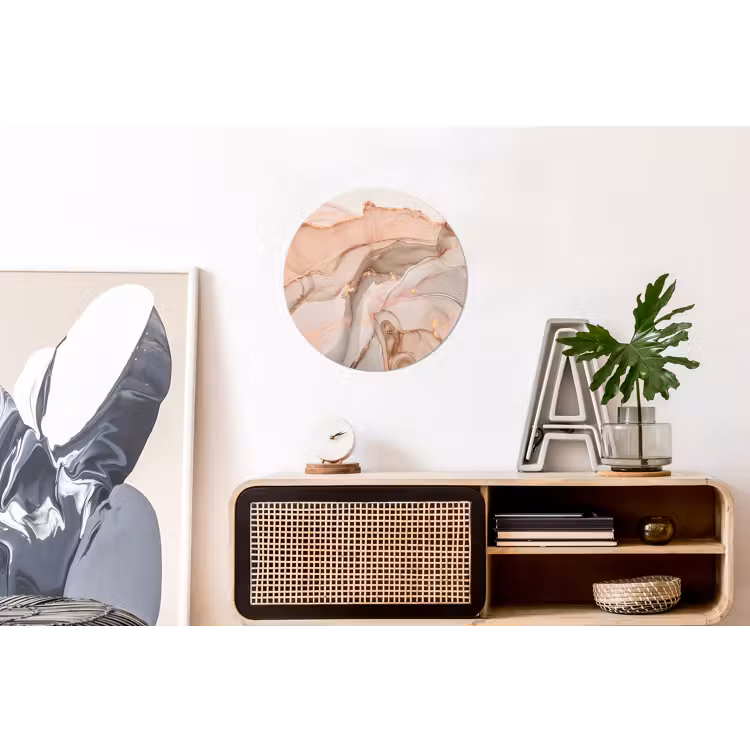 Marmer - Roze - Rosé Wandcirkel aluminium klein -kantoor