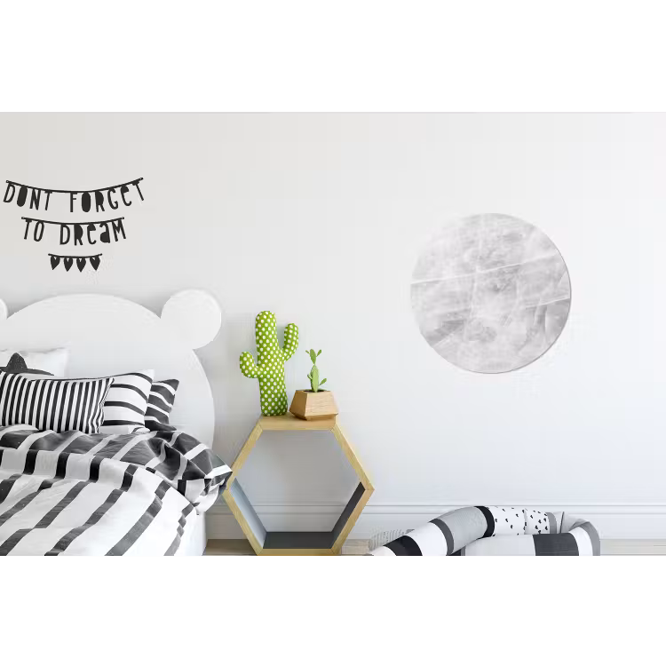 Marmer - Steen - Wit - Luxe - Marmerlook Wandcirkel aluminium klein -kinderkamer