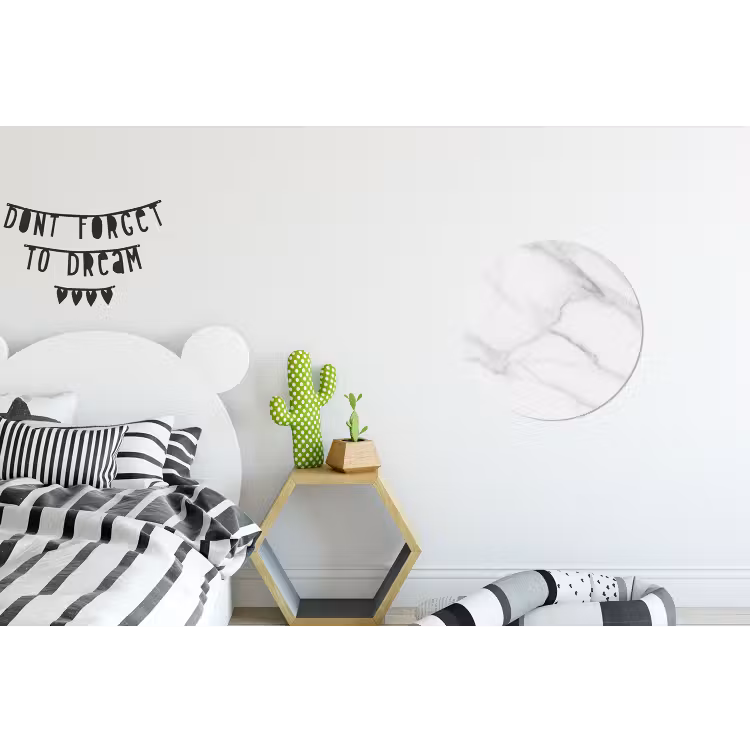 Marmer - Structuur - Wit - Grijs - Steen - Marmerlook Wandcirkel aluminium klein -kinderkamer