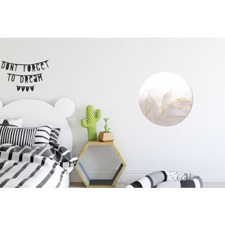 Marmerlook - Grijs - Goud - Chic - Marmer Wandcirkel aluminium klein -kinderkamer
