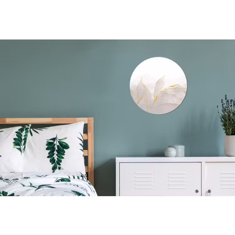 Marmerlook - Grijs - Goud - Chic - Marmer Wandcirkel aluminium klein -slaapkamer